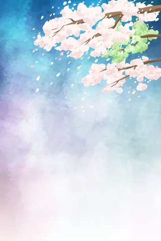 矢量梦幻春天花朵水彩背景高清