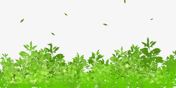 春天插画手绘水彩绿树植物装饰插免抠