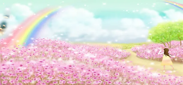 浪漫手绘花朵海报免抠