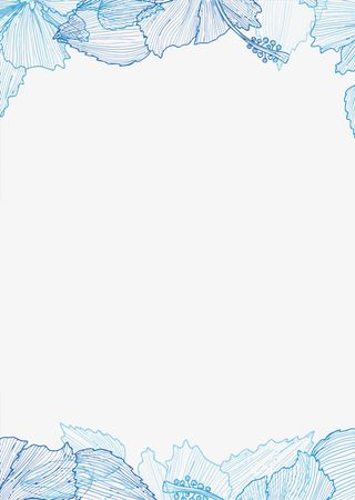 蓝色花瓣边框免抠