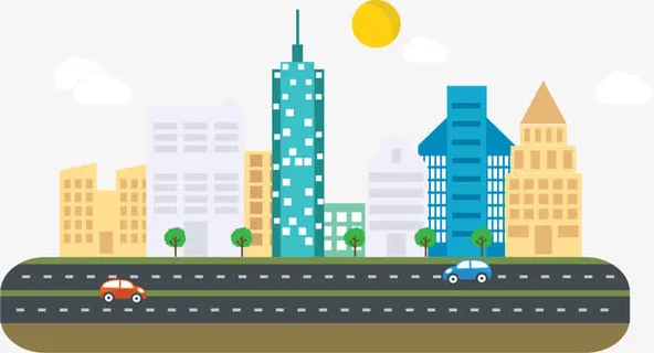 扁平城市街景免抠