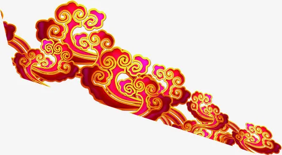 红色金纹祥云中秋免抠