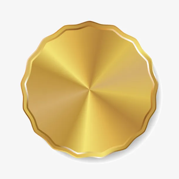 金色花边勋章免抠
