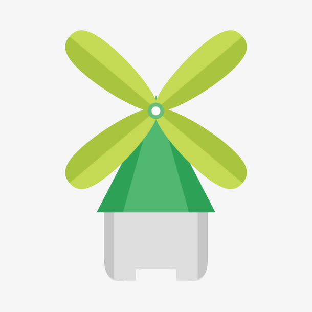 绿色卡通风车免抠