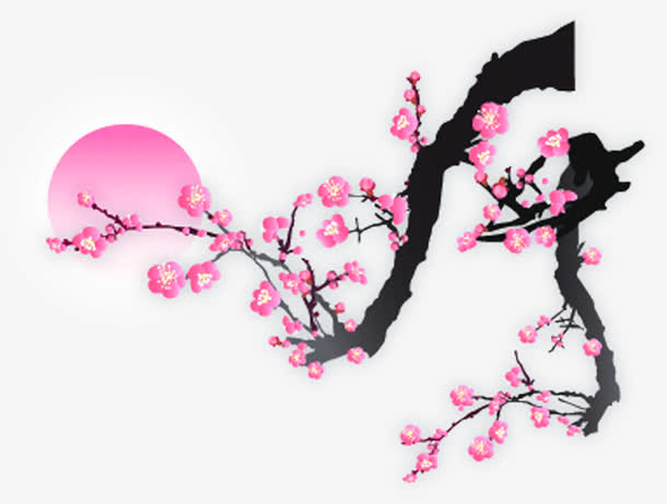 粉色梅花美景装饰免抠