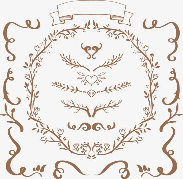 欧式复古花纹免抠