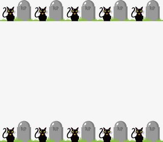 墓地黑猫边框免抠