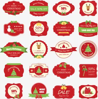 圣诞促销打折标签矢量素材免抠