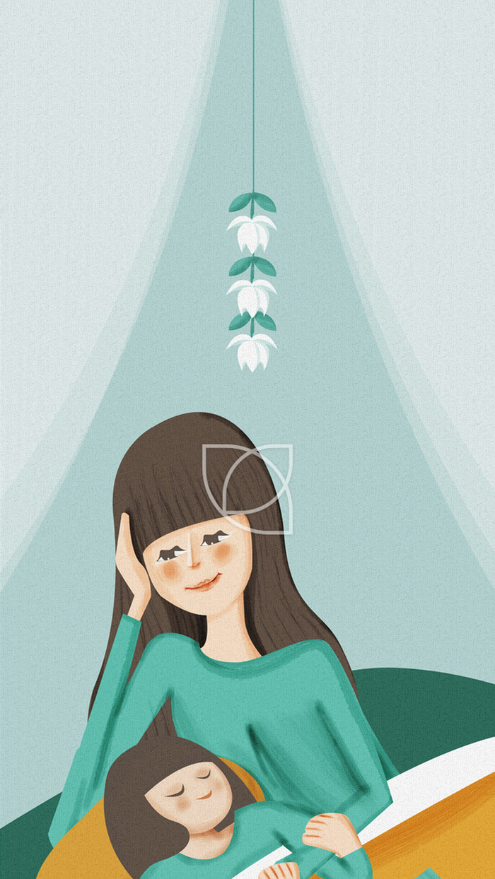 手绘绿色清新妈妈H5背景素材高清