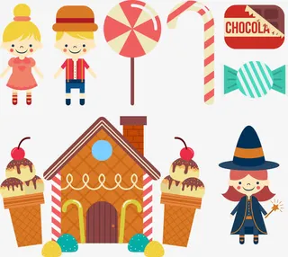 矢量手绘卡通糖果屋免抠