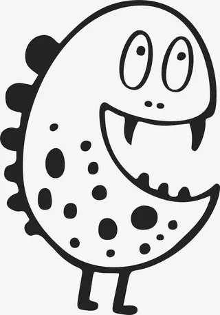 黑色线条妖怪免抠