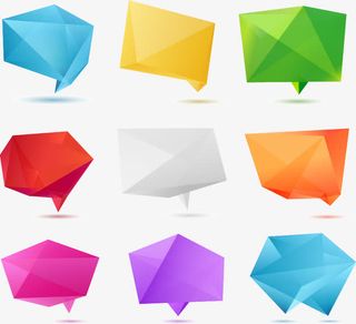 彩色几何渐变立体对话框免抠