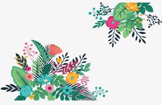 美丽彩色春天花丛免抠