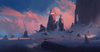 夕阳下的雪山白云免抠