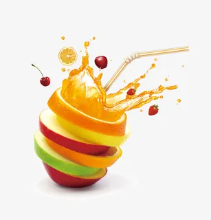 创意冰爽夏日果汁免抠