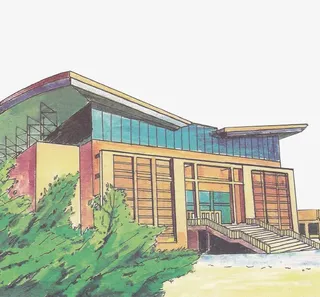 卡通手绘大学教学楼免抠