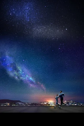 简约时尚梦幻星空夜晚健身广告高清