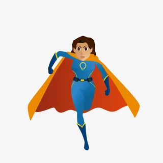 卡通奔跑的女孩超人素材免抠