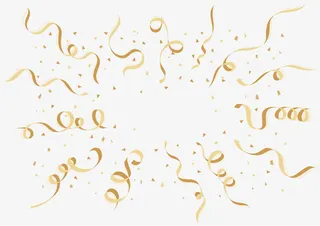 开心的彩带礼花免抠