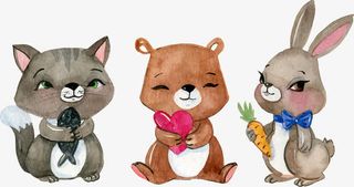 矢量手绘水彩插画小动物免抠