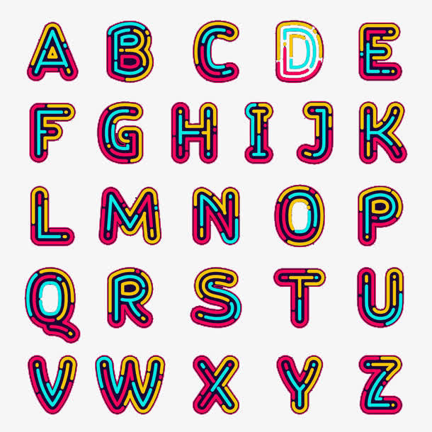霓虹灯字母字体免抠
