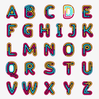 霓虹灯字母字体免抠