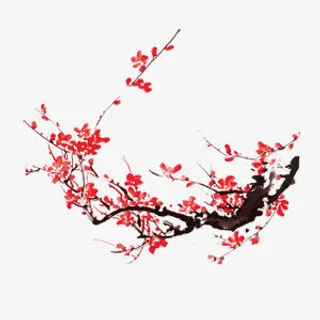 中国风水墨写意梅花免抠