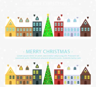 圣诞节小镇横幅免抠