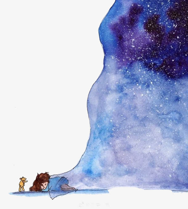水彩星空免抠