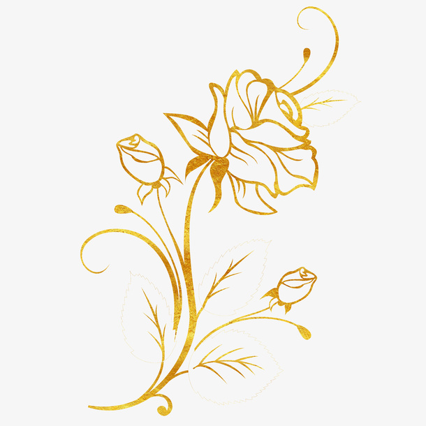 潮流烫金玫瑰花免抠图免抠