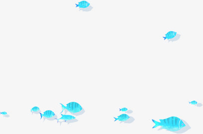 手绘海报海底沙滩小鱼群免抠