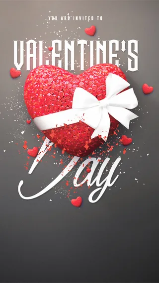 七夕情人节爱心蝴蝶结灰色背景高清