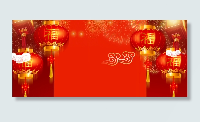 新年红灯笼几何红色背景高清