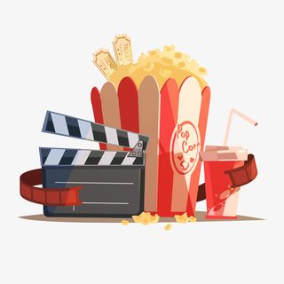 看电影可乐爆米花矢量图免抠