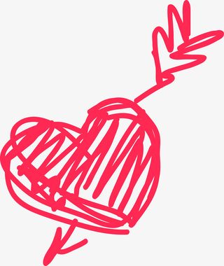 手绘红色爱心箭头免抠