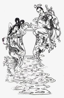 嫦娥后羿线描效果免抠