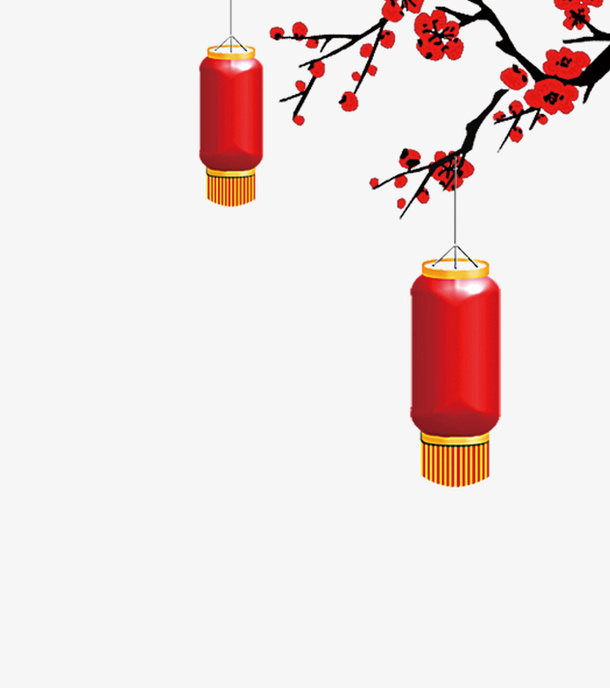 免抠树枝上挂着的灯笼免抠
