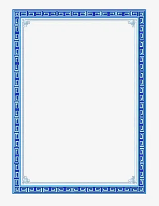 中式青花边框图片免抠