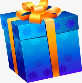 中秋节蓝色礼盒黄色丝带免抠