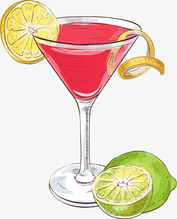 柠檬片和鸡尾酒简图免抠