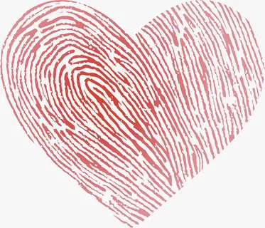 红色手指指纹爱心免抠