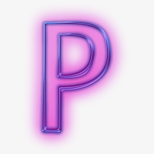 蓝紫色效果字母p免抠