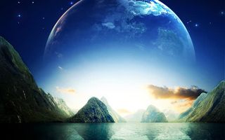 月下河谷海报背景七夕情人节