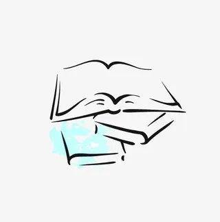 手绘翻开的书免抠