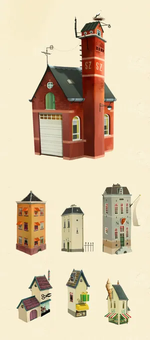 扁平立绘风格城堡建筑免抠