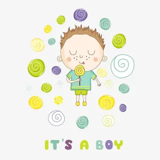 吃棒棒糖的卡通高清免扣素材免抠