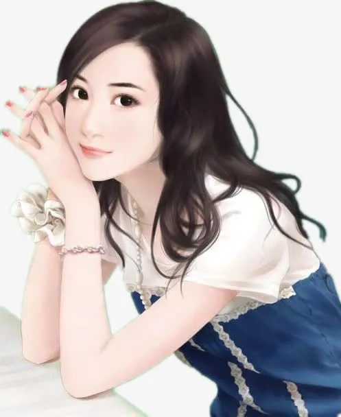 手绘现代蓝衣人物免抠