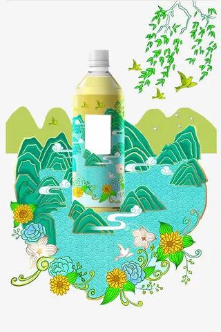 雪梨菊花饮料瓶免抠