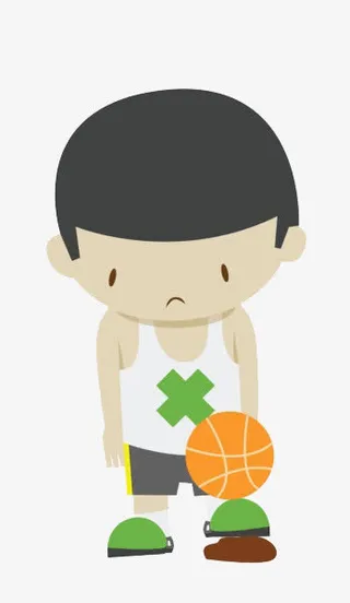 卡通手绘孤独自闭男孩免抠