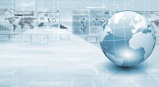 蓝色商务科技地球平面广告高清